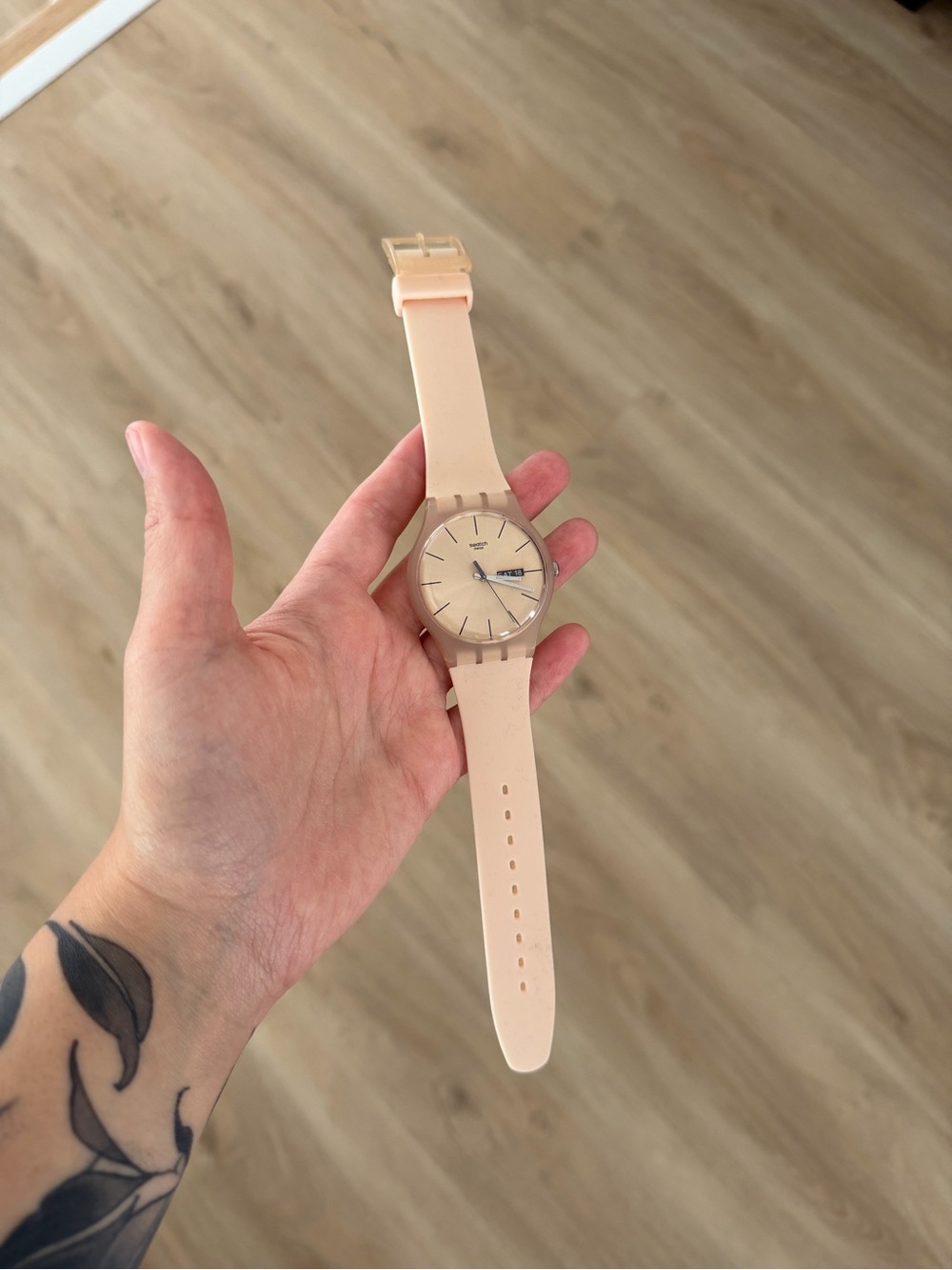 Swatch 41mm Rose Rebel SUOT700 Pale Pink Silicone Strap